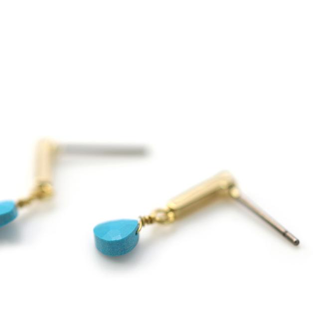 «735»◤完売◢ターコイズブルー(練り)*耳飾り*ピアス*イアリング変更可能 ピアス 練りターコイズ ゴールド 735 完売 ターコイズブルー 練り