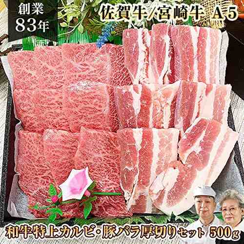 佐賀牛 宮崎牛 A5 和牛カルビと銘柄豚の焼肉セット 500g 九州産 国産 詰め合わせ おうち 焼肉 肉 お肉 バレンタイン ギフト プレゼントの通販はau Pay マーケット 肉のやまだ屋本店