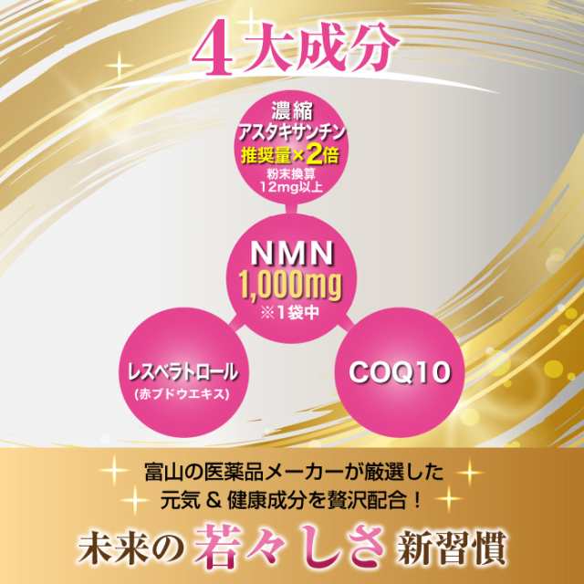 NMN サプリ 国産 1ヶ月1,000mg 濃縮 アスタキサンチン【3つ同時購入で