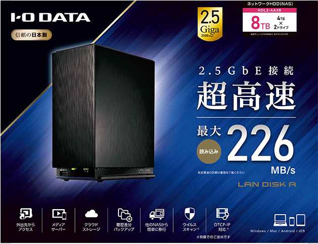 ☆IODATA NAS(ネットワークHDD) LAN DISK A HDL2-AAX8 [ドライブベイ数