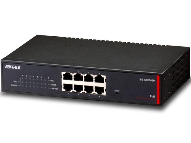 ★バッファロー BS-GS2008P ギガスイッチングハブ 8ポート PoE対応 金属筐体 ファンレス 静音 法人向け_1