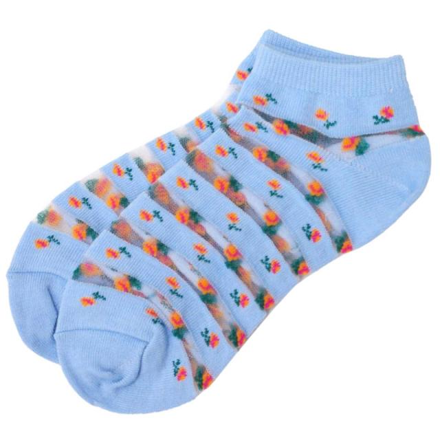 レディースソックス スニーカーソックス シースルーソックス 花柄 靴下 女性用 花柄 サックス 22 24cmの通販はau Pay マーケット ピアニッシモ