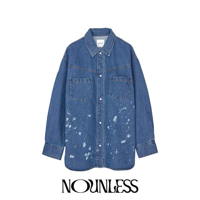 ナウンレス NOUNLESS デニム ディスチャージ プリンティング シャツ DENIM DISCHARGE PRINTHING SHIRTS 【2024 新作】