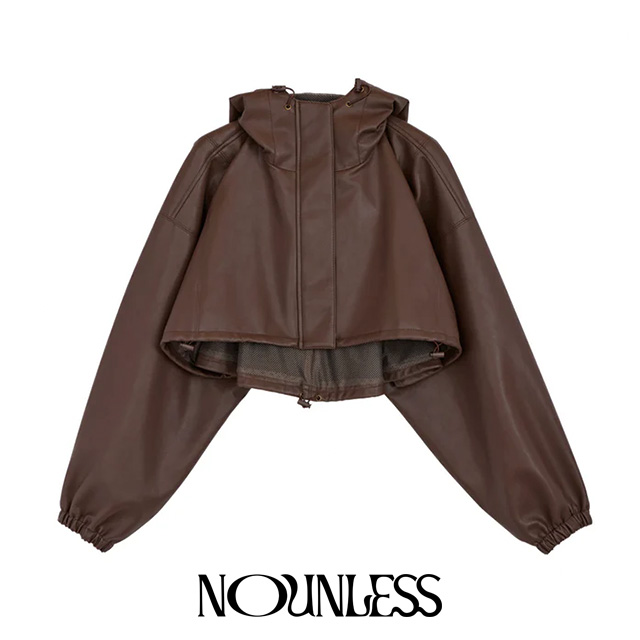 ナウンレス NOUNLESS フェイク レザー シュート アノラック FAKE LEATHER SHORT ANORAK【2024 新作】