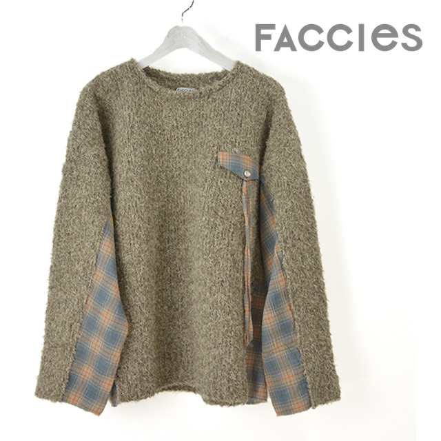 Faccies ファッチーズ DOCKING KNIT ドッキングニット メンズ チェック