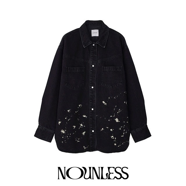 ナウンレス NOUNLESS デニム ディスチャージ プリンティング シャツ DENIM DISCHARGE PRINTHING SHIRTS 【2024 新作】