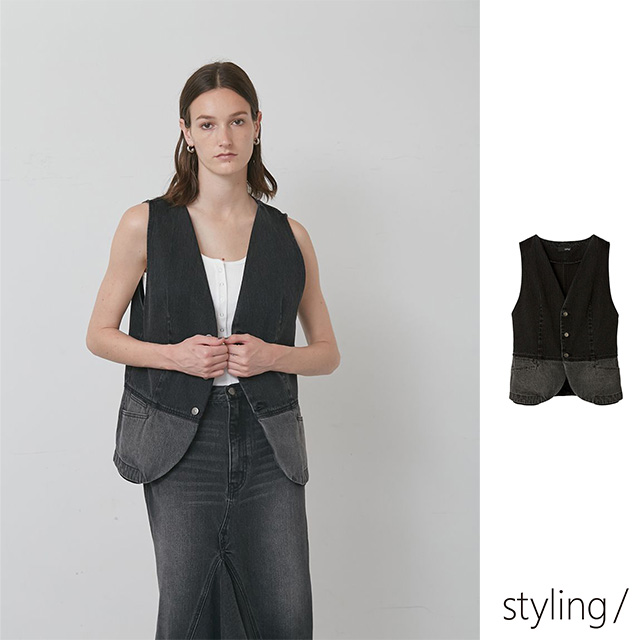 スタイリング styling/ パッチワーク デニム ベスト 【2025 新作】
