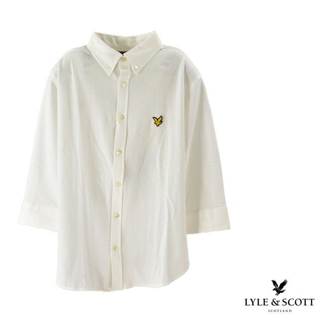 肌触りがいい LyleScott ライルアンドスコット 七分シャツ メンズ 夏 ボタン 襟 ホワイト 無地 