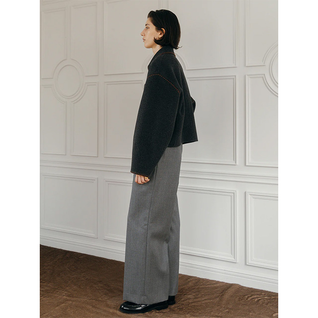 クレドナ CREDONA ウール エンブロイダリー ショート ジップブルゾン