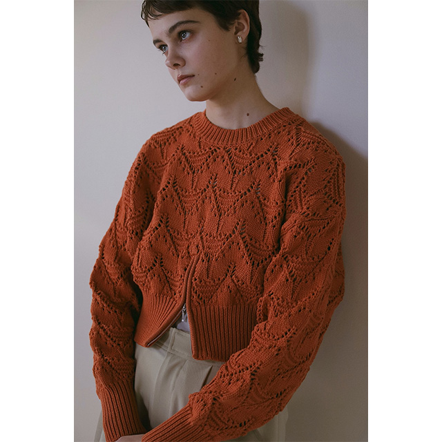 マノフ MANOF クロッシェ ジップ ニット トップス CROCHET ZIP