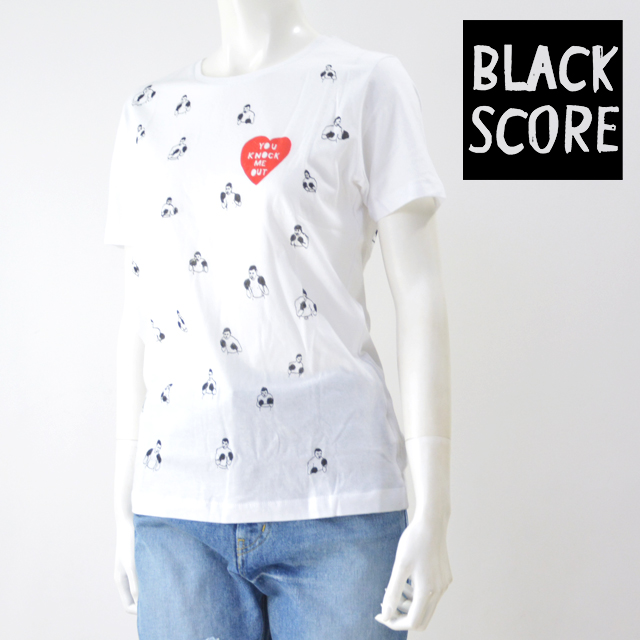 ブラックスコア Black Score プリント Tシャツ レディース カットソー 白 ホワイト 半袖 クルーネック 手書き パロディーの通販はau Pay マーケット ストアフォルク