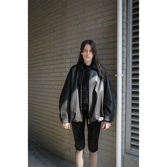クラネ CLANE フェイクレザー バルーン ジャケット FAKE LEATHER