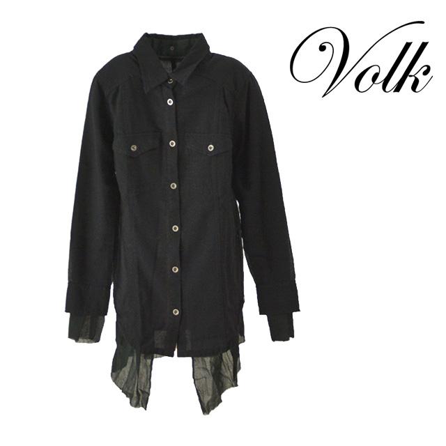 MASCULO/マスキュロ シャツ レディース トップス ブラック 黒 襟 ポケット 長袖 2枚重ね