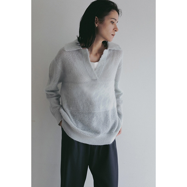 マノフ MANOF モヘア ポロニット MOHAIR POLO KNIT フロントスリット 長袖 【2025 新作】_9