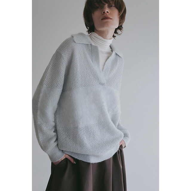 マノフ MANOF モヘア ポロニット MOHAIR POLO KNIT フロントスリット 長袖 【2025 新作】_10