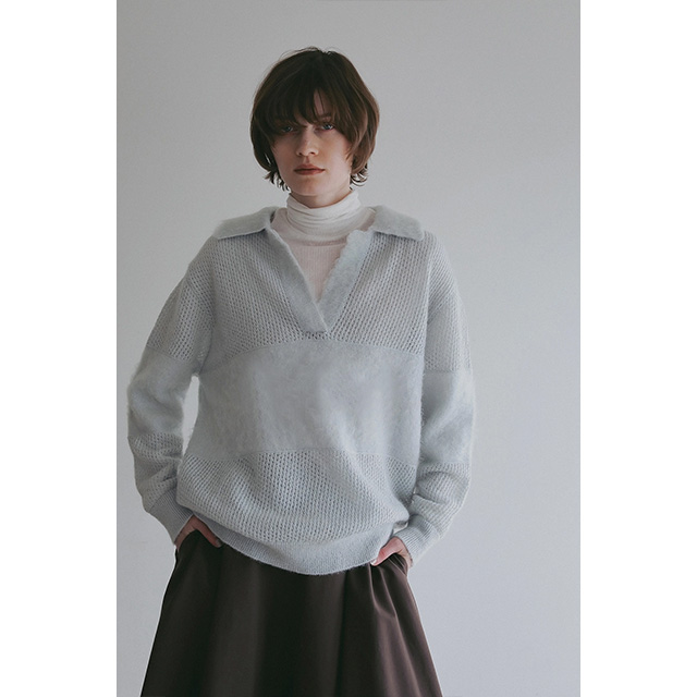 マノフ MANOF モヘア ポロニット MOHAIR POLO KNIT フロントスリット 長袖 【2025 新作】_11