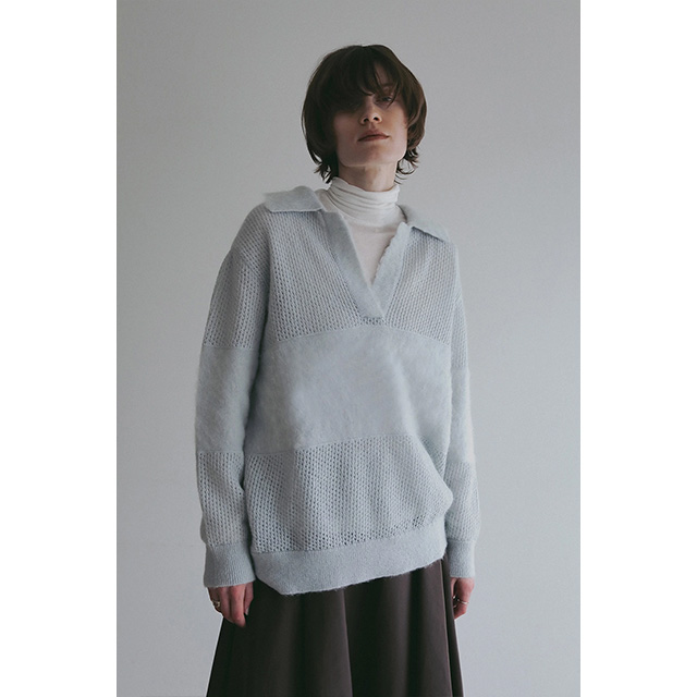 マノフ MANOF モヘア ポロニット MOHAIR POLO KNIT フロントスリット 長袖 【2025 新作】 マノフ MANOF モヘア ポロニット MOHAIR POLO KNIT フロントスリット