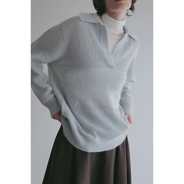 マノフ MANOF モヘア ポロニット MOHAIR POLO KNIT フロントスリット 長袖 【2025 新作】_13