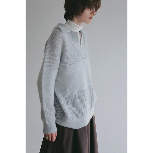マノフ MANOF モヘア ポロニット MOHAIR POLO KNIT フロントスリット 長袖 【2025 新作】_15