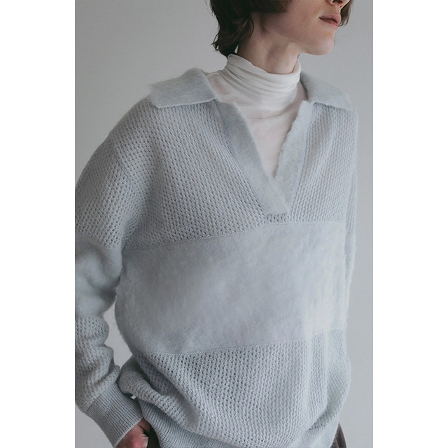 マノフ MANOF モヘア ポロニット MOHAIR POLO KNIT フロントスリット 長袖 【2025 新作】_17