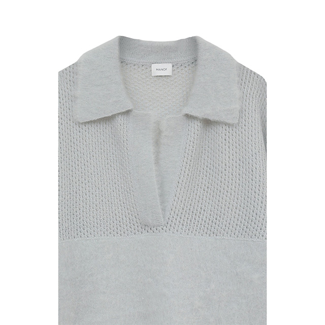 マノフ MANOF モヘア ポロニット MOHAIR POLO KNIT フロントスリット 長袖 【2025 新作】 マノフ MANOF モヘア ポロニット MOHAIR POLO KNIT フロントスリット