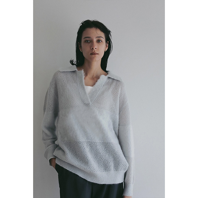 マノフ MANOF モヘア ポロニット MOHAIR POLO KNIT フロントスリット 長袖 【2025 新作】_8