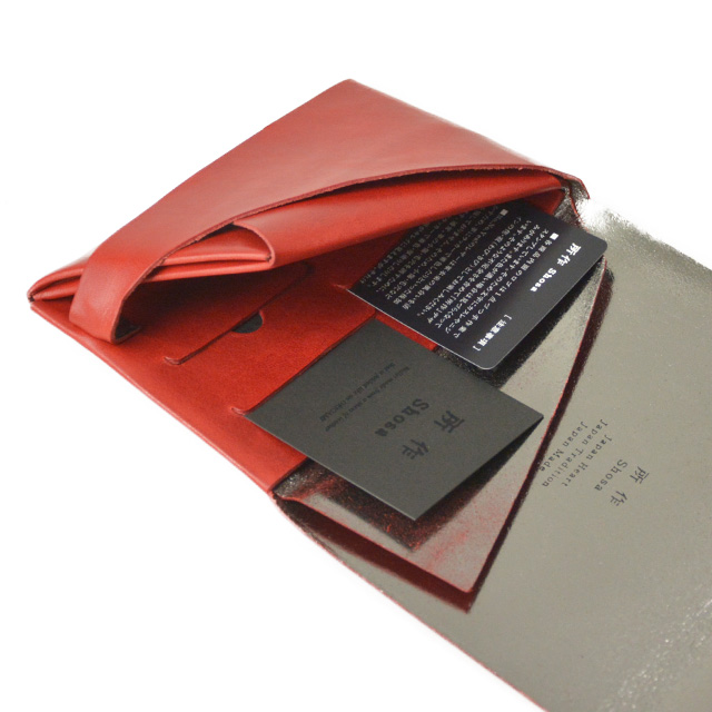 所作 財布 レッド・シルバー レザー ショート ウォレット サイフ 袱紗