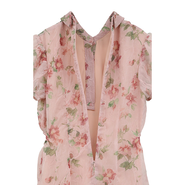 クラネ CLANE シアー フラワー ミニ パフ ワンピース SHEER FLOWER