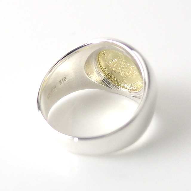 シンパシーオブソウル リング K18YG シルバー 硬貨 コイン クラシック 指輪 メンズ レディース 男女兼用 SYMPATHY OF SOUL  Classic Coin Ring Good Luck Silver 競売