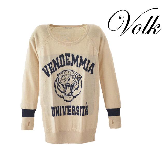 ROSIEE/ロージー ラウンドネックニット レディース ニット ロング アイボリー 柄 タイガー