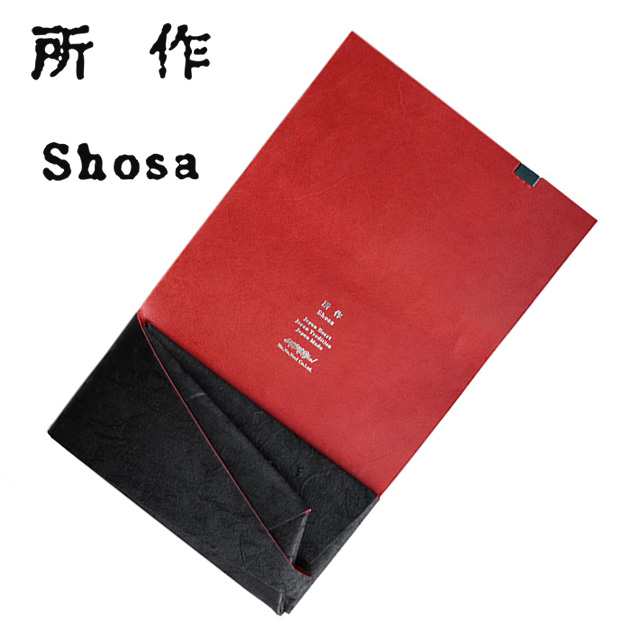 所作 財布 黒和紙×レッド レザー ロング ウォレット shosa No,No,Yes