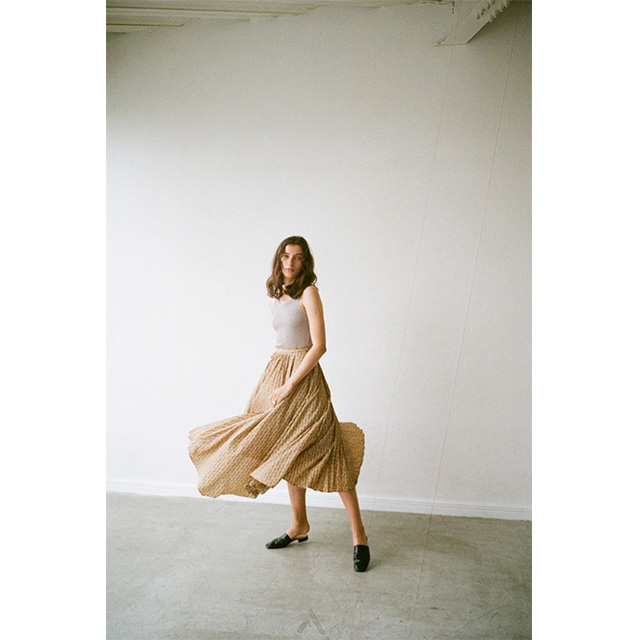 クラネ CLANE ストライプ フラワー プリーツスカート STRIPE FLOWER  