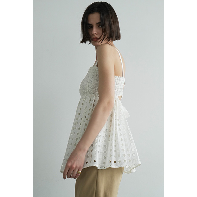 クラネ CLANE ホール ドット シャーリング トップス HOLE DOT SHIRRING 