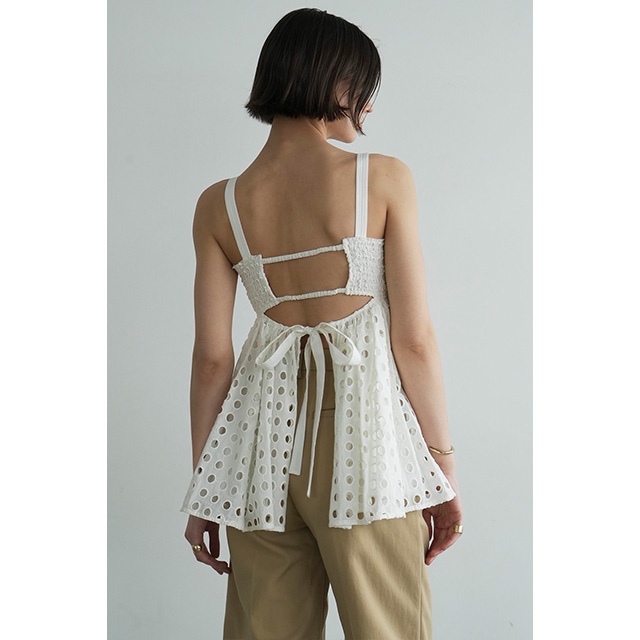 クラネ CLANE ホール ドット シャーリング トップス HOLE DOT SHIRRING 