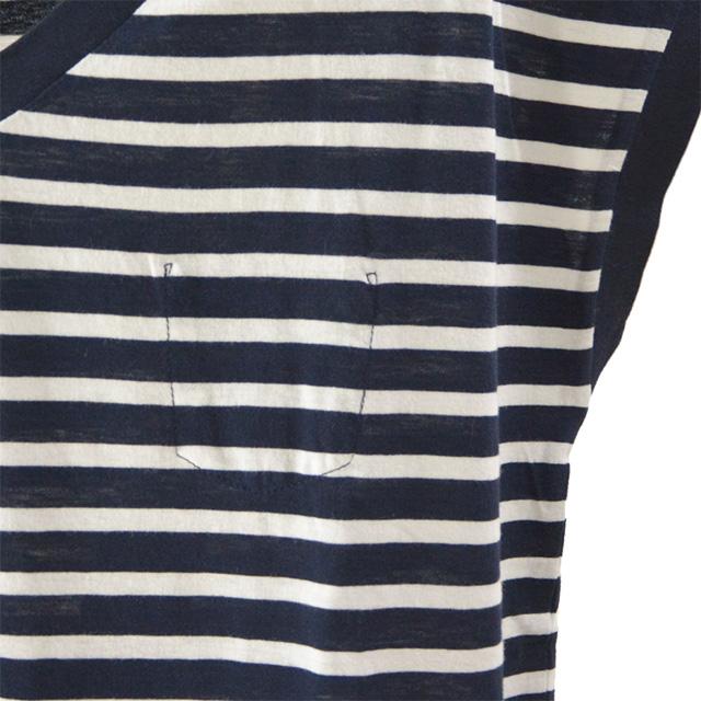 WORLD BASICS/ワールドベーシックス ボーダーＶネックプルオーバー レディース ネイビー_2