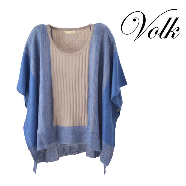 Marado toro/マラドトロ ポンチョ レディース ブルー ベージュ 無地 カジュアル 秋冬