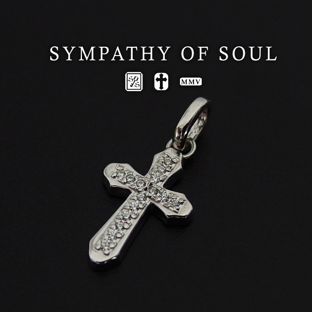 シンパシーオブソウル シルバークロスネックレスM Smooth Cross Pendant M - Silver w/CZ メンズ レディース ユニセックス sympathy of