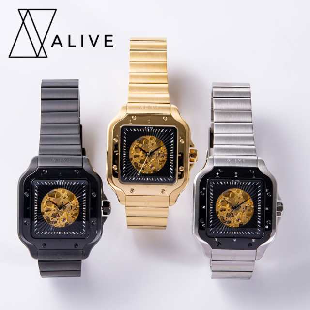 Alive 時計 Neked Metal メンズ レディース 腕時計 四角 ウォッチ ゴールド シルバー ブラックの通販はau Pay マーケット Folic