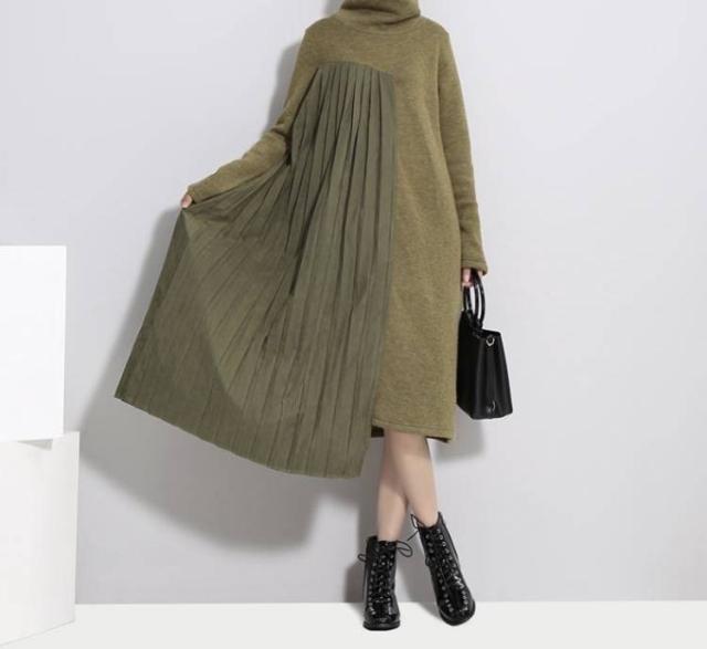 ニットワンピース ロング ロングワンピース ミドル丈ワンピース ニット ハイネック ニットワンピース 秋 冬 ニットワンピース 体型カバーの通販はau Pay マーケット B Bloom