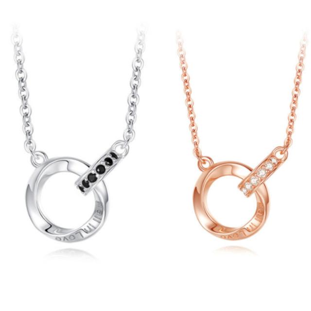ペアネックレス カップルネックレス 永遠の愛!  シルバー925製 シルバー925メビウスリングカップルネックレス ( セット販売 ) 2連リング ジュエリーBOX入り ペア ネックレス　ステンレスネックレス　アレルギーフリー エタニティリング　スターリングシルバー 贈り物 記念日