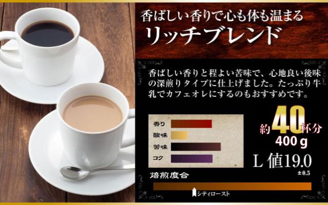 コーヒー コーヒー豆 送料無料 リッチブレンド 1.6kg （400g×4袋）【160杯分】 【チモトコーヒー】珈琲 珈琲豆_1