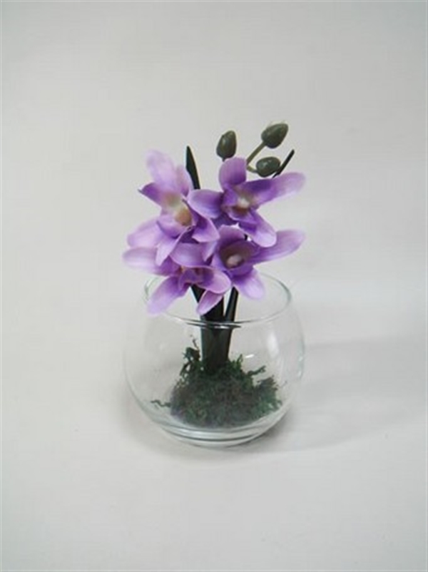 モダンテイスト ガラス花瓶 グラスアート パープルフラワー 造花付き の通販はau Pay マーケット ショップハナテック