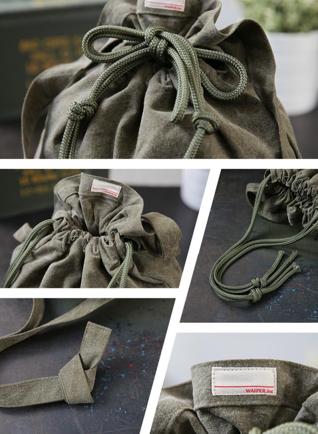 WAIPER.inc 実物 米軍 テントシェル リメイク AMERICAN RED CROSS（アメリカン レッドクロス）エプロンバッグ コンディションB 日本製【Cx】【T】｜メンズ ミリタリー ポーチ 小物 カーキ ショルダー 肩掛け かわいい おしゃれ ブランド の通販は