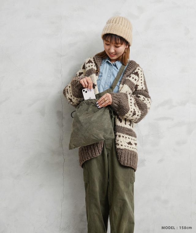 WAIPER.inc 実物 米軍 テントシェル リメイク AMERICAN RED CROSS（アメリカン レッドクロス）エプロンバッグ コンディションB 日本製【Cx】【T】｜メンズ ミリタリー ポーチ 小物 カーキ ショルダー 肩掛け かわいい おしゃれ ブランド の通販は