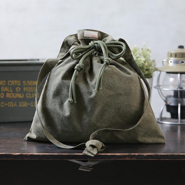 WAIPER.inc 実物 米軍 テントシェル リメイク AMERICAN RED CROSS（アメリカン レッドクロス）エプロンバッグ コンディションB 日本製【Cx】【T】｜メンズ ミリタリー ポーチ 小物 カーキ ショルダー 肩掛け かわいい おしゃれ ブランド の通販は