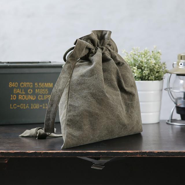 WAIPER.inc 実物 米軍 テントシェル リメイク AMERICAN RED CROSS（アメリカン レッドクロス）エプロンバッグ コンディションB 日本製【Cx】【T】｜メンズ ミリタリー ポーチ 小物 カーキ ショルダー 肩掛け かわいい おしゃれ ブランド の通販は