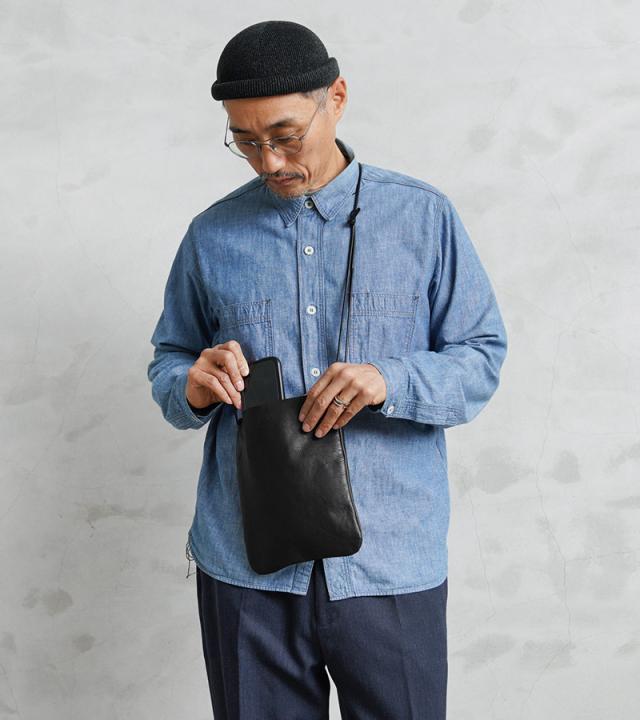 ARTS＆CRAFTS アーツアンドクラフツ 1104904 HORSE LEATHER ホースレザー フラットショルダー L 日本製【T】【Cx】｜ARTS＆CRAFTS アーツアンドクラフツ 1104904 HORSE LEATHER ホースレザー フラットショルダー L バッグ メンズ レディース 斜め掛け 本革_8