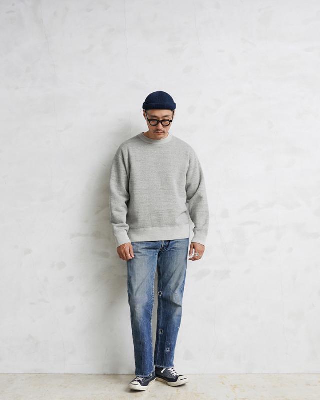 BARNS OUTFITTERS バーンズ アウトフィッターズ BR-9991 TSURI-AMI（吊り編み）ワイド クルーネック スウェットシャツ 日本製【Sx】【T】｜トレーナー アメカジ 無地 メンズ レディース おしゃれ_1