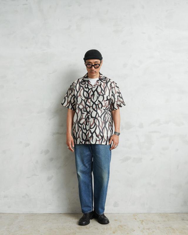 BIG MIKE ビッグマイク 102625550 トライバルカモ メッシュ オープンカラー S/S シャツ【Cx】【T】_1