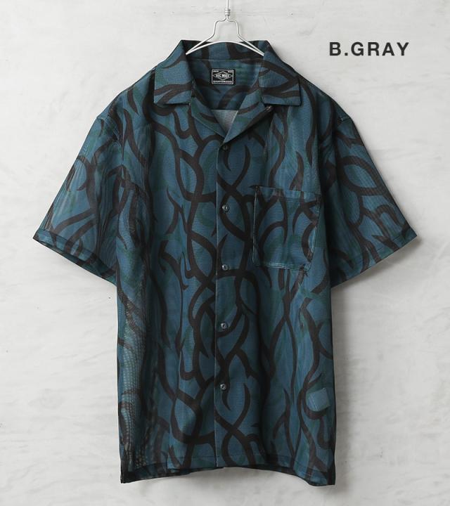 BIG MIKE ビッグマイク 102625550 トライバルカモ メッシュ オープンカラー S/S シャツ【Cx】【T】_2